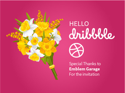 Hello Dribbble bouquet daffodils flowers hello dribbble hellodribbble mimosa vector vector art