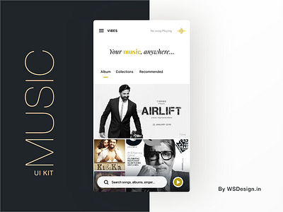 MUSIC UI KIT andorid app template design illustration mobile music music album songs ui uikit uiux uiuxdesign ux