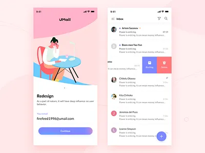 Umail App app design flat illustration ios ui