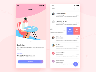 Umail App app design flat illustration ios ui