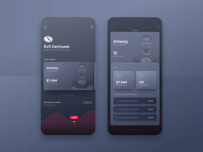 UI Challenge - Esports Earnings app branding card clean dark design dota dota2 esports games gaming ios modern ui ux