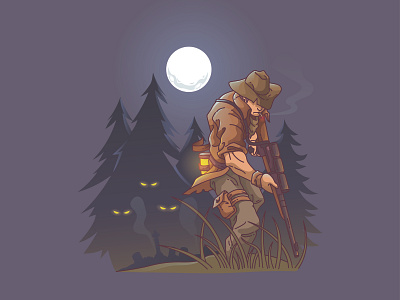 Haunted hunting ! forest halloween hunter hunting huntsman monster hunter seeker wolf hunter