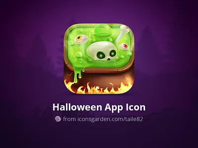 Halloween Boiled Skull app icon boil boiling bone cook eye eyes fire halloween poison scare scaring skull