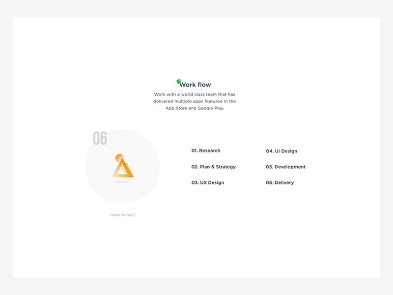 Work Flow Step by Step animation clean flow gradient minimalism process triangle website work yellow