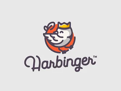Harbinger bird branding crown design elegant illustration linear logo logotype mark minimal royal typo typography wings
