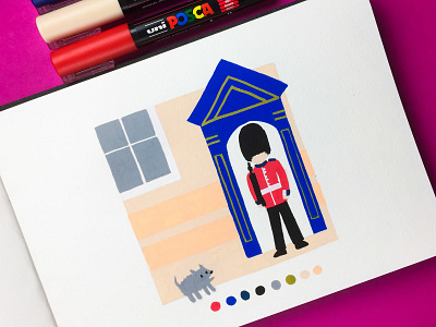 Inktober 2018 - Day 13 - Guarded buckinghampalace dog greatbritain guard guarded inktober inktober2018 london molotow posca uk