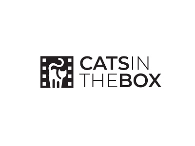 Cats In The Box animal black box branding cat cinema graphic icon identity illustration letter lettering line logo logotype mark marks monogram movie symbol