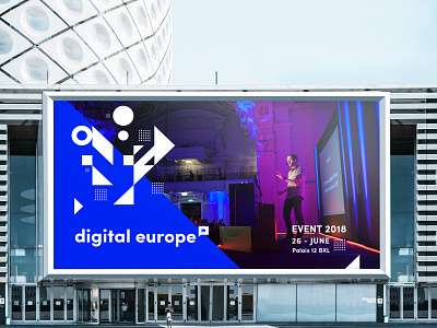 Digital Europe - branding advert blue branding conference digital europe event geometric industry lobby logo meetup modular pattern policy poster shape technology