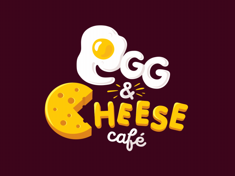 Egg & Cheese cafe character cheese cute egg food funny logo animation motiondesignschool pacman scramble