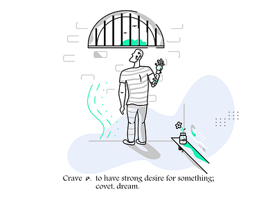 Crave 2d art bionic branding cyberpunk doodle dribbble futuristic google hand illustration isometric line material prison shadow tech typography vector