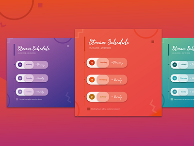 Design for a streaming schedule agenda calendar design graphicdesign minimal planner schedule streaming twitch twitch.tv ui uidesign