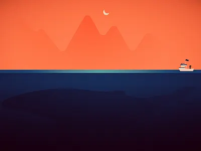Day 12 - Whale 2d boat design illustration sea sunset whale