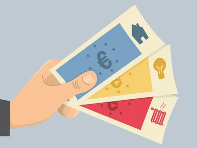 Rent exklusive Heating and Electricity Costs banknote editorial electricity heating holding hand illustration light bulb radiatior rent vector