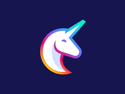 Unicorn logo animal animals horse confidence confident icon mark cartoon illustration charater happy legend legendary power circle magic magical myth mythologic pin gradient rainbow colorfull