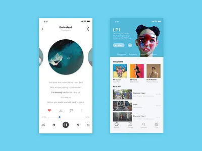 Music Design app blue design ui
