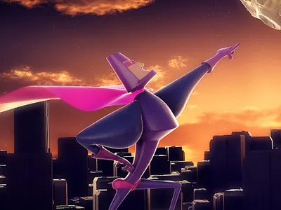 Super Hero 3d animation bataman cartoon hero illustration low lowpoly man man city moon super super hero superman toon