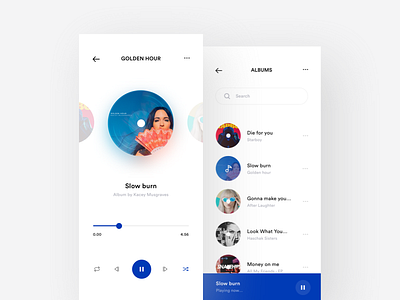 Music app design album app blue iphonex mobile music musicapp playlist radio app songs