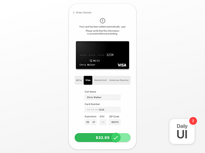 002 Credit Card Checkout challenge daily ui ui