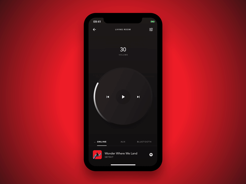 Volume control animation devialet knob micro interactions music music app music player phantom phantom reactor player ui volume