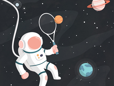 Space Sports astronaut design graphic design illustration illustrator outer space planets space tennis