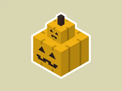 Papamkin and Pumpkid cute halloween isometric pumpkin spooky square vector