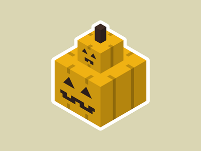 Papamkin and Pumpkid cute halloween isometric pumpkin spooky square vector