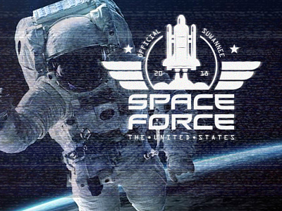 Spaceforce astronaut badge blastoff festival glyph iconography illustration logo military space spaceforce spaceship typography