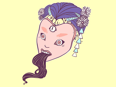 Geisha Girl With Third Eye adobe draw apple pencil artwork digital art drawing illustration illustrator ipad ipad art strange tshirt design vector vector art vector illustration