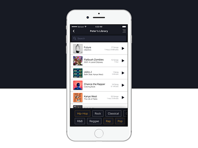 Search - 022 concept daily ui filters hip hop ios iphone ui mobile search music rap search sketch ui ui design