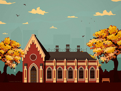 Chernihiv autumn chernihiv old city vintage card