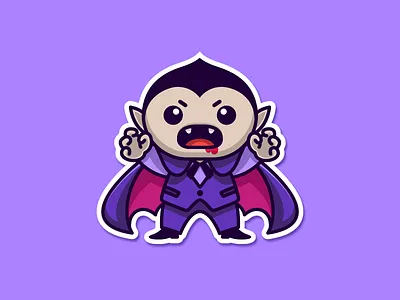 Vampire blood scary character mascot creepy event custom sticker cute fun funny halloween helloween illustrative illustration logo identity simple adorable spooky season sticker mule vampire dracula