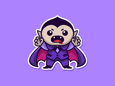 Vampire blood scary character mascot creepy event custom sticker cute fun funny halloween helloween illustrative illustration logo identity simple adorable spooky season sticker mule vampire dracula