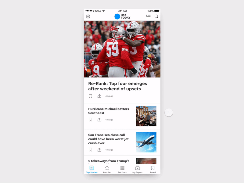 USA Today – Swipe to Add app animation design iconography interaction design invision studio