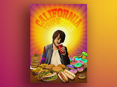 FLX - California Tripe 2015 adobe illustrator american artdirection california chips doughnut flx french fries graphicdesign hamburgers hotdogs illustration illustrator pancakes poster posterdesign tacos tripe vector vectorart