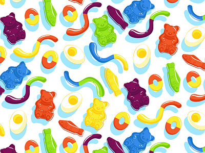 Gummy Candy Pattern candy colorful food food pattern gummy candy illustration packaging pattern pattern design sweet vector