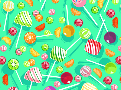 Lollipops Pattern candy colorful dessert food food illustration illustration lollipop packaging packaging design pattern pattern design sweets vector