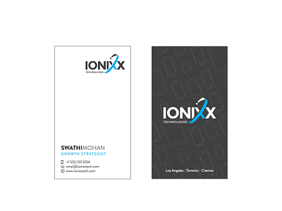 Ionixx Business Card app blue and gray design graphic design illustration marketing marketing collateral tech company white space