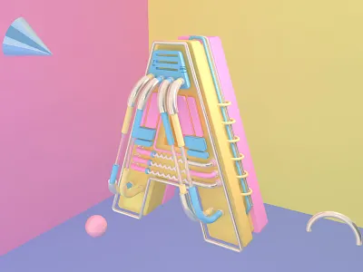 C4D X FONT 3d a c4d color fonts pink purple yelow