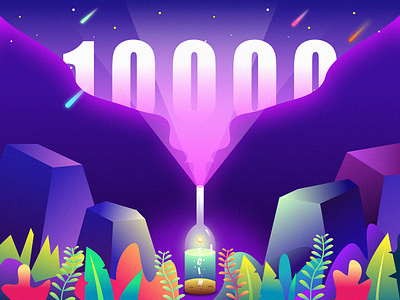 The Team Broke 10000 Fans illustration ps，sketch ui