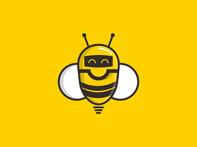 Stink Bee bee fly logo robot smile yellow