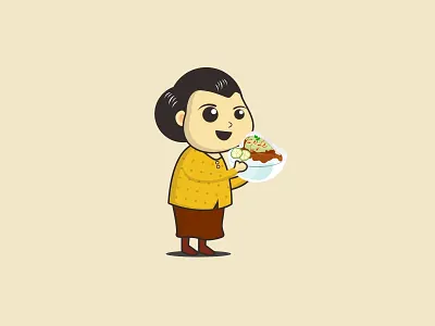 Ayam Jejek Mbok Ceser design food grandma grandmother lady logo mascot