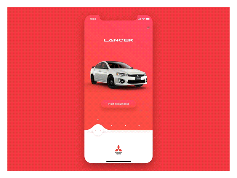 Mitsubishi / Showroom UI Interaction animation app design interface design iphonex mitsubishi mobile ui ux