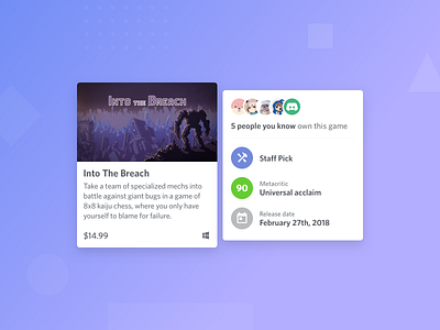 Discord Store - Game Card + Popout browse card discord ecommerce games gaming hover popout product design shop social ui ux