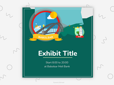 Exhibition poster babolsar banner city exhibit exhibition exhibition poster flat illustrator invitaion iran poster saat tower sari sari city sari saat simple simple design web banner