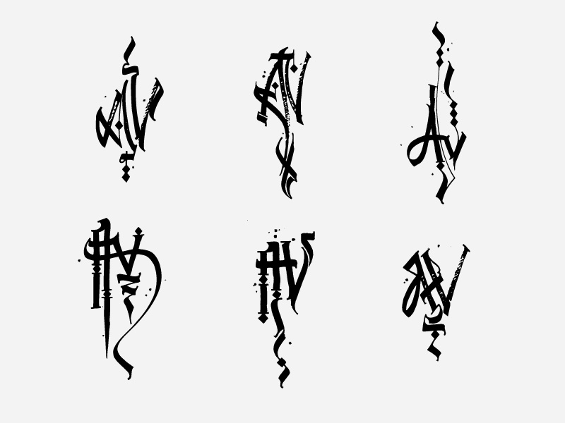 AV / vector calligraphy / tattoo sketch by Alexandr Mindryukov on Dribbble