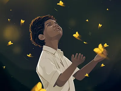 Saroo adventurous character digital art face hollywood illustration landscape lion movie movie