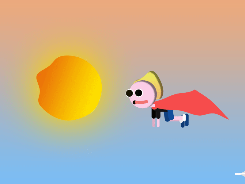 The Superhero and The Amazing Ball of Fire !!! after after effects animation ball of fire boy cape daily design effects flying gif graphics illustration motion graphics planes sun super hero superhero the sun waves