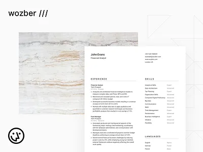 wozber cv template landing page marble resume resume design template ui wozber