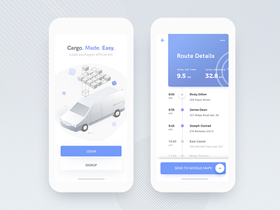 Cargo Logistics App ai app car concept design illustration logistics minimal organization planner sketch ui ux