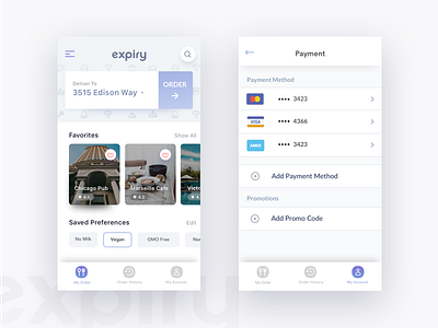 Expiry Food App app concept delivery design food meal mobile on demand order food resturant shopping ui ux